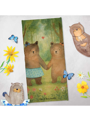 Mr. & Mrs. Panda Badehandtuch Bär Freundin Design ohne Spruch in Weiß