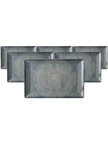 Ritzenhoff & Breker 6er Set Servierplatten Grana 34 x 23 cm in blau-grau