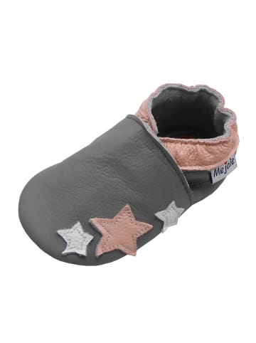 Mejale Leder-Krabbelschuhe "Stern" in Grau