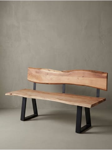 KADIMA DESIGN Holzbank Massiv | Akazie, 180x85,5cm, Baumkante, 4-Sitzer
