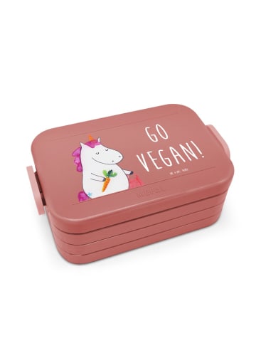 Mr. & Mrs. Panda Brotzeitbox Einhorn Vegan Motiv mit Spruch in Rot Pastell