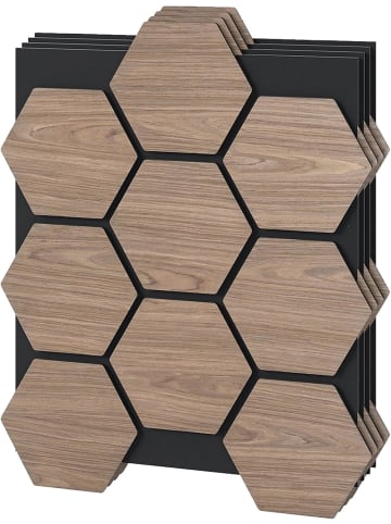 COSTWAY 3D Akustikpaneele 4er Set in Hellbraun