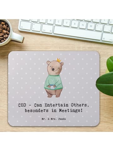 Mr. & Mrs. Panda Mousepad ZeichenO Unterhaltungskünstler mit Spruch in Grau Pastell