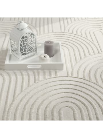 KADIMA DESIGN Teppich Kurzflor waschbar Struktur Wohnzimmer in Creme