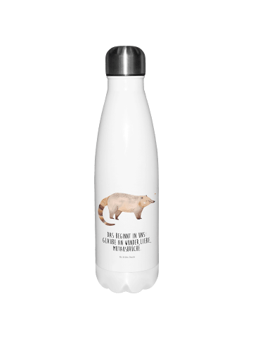 Mr. & Mrs. Panda Thermosflasche Nasenbaer mit Spruch in Weiß