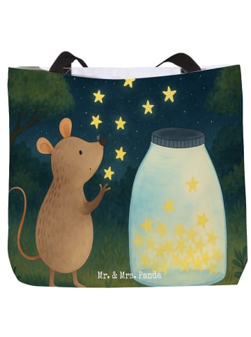 Mr. & Mrs. Panda Tote Bag Maus Sterne Design ohne Spruch in Weiß