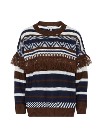 Tanuna Damen Sweater in BRAUN BLAU MEHRFARBIG