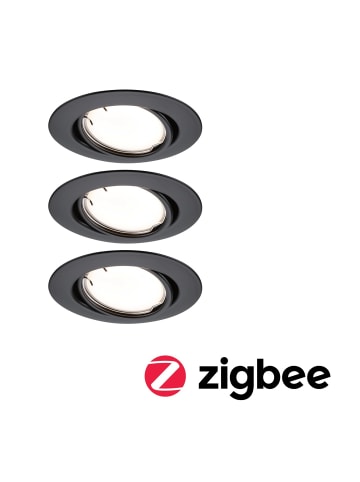 paulmann EBL Set Base Zigbee Coin Dimmbar schwenkbar 3x430lm Schwarz matt