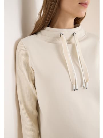 Cecil Sweatshirt mit gestricktem Schalhalsausschnitt in Pearl Beige