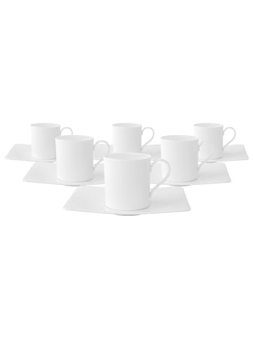 Villeroy & Boch 6er Set Kaffeetassen mit Untertassen Modern Grace in Weiß 170 ml in weiß