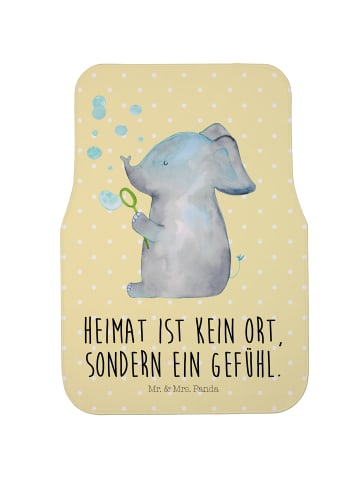 Mr. & Mrs. Panda Auto-Fußmatte Elefant Seifenblasen mit Spruch in Gelb Pastell