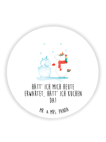 Mr. & Mrs. Panda Rund Magnet Einhorn Schneemann mit Spruch in Weiß