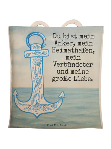 Mr. & Mrs. Panda Tasche Anker Blau Design mit Spruch in Weiß