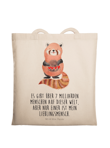 Mr. & Mrs. Panda Shopping Tasche Roter Panda mit Spruch in Creme