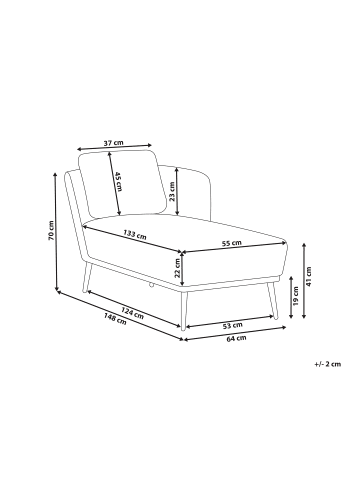 Beliani Chaiselongue ARTHEZE in Blau/Schwarz - (W) 148 x (H) 70 x (L) 64 cm