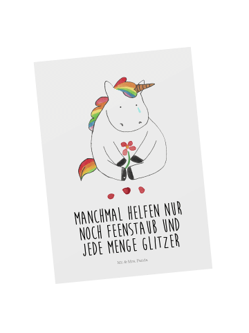 Mr. & Mrs. Panda bildkarte Einhorn Traurig mit Spruch in Weiß