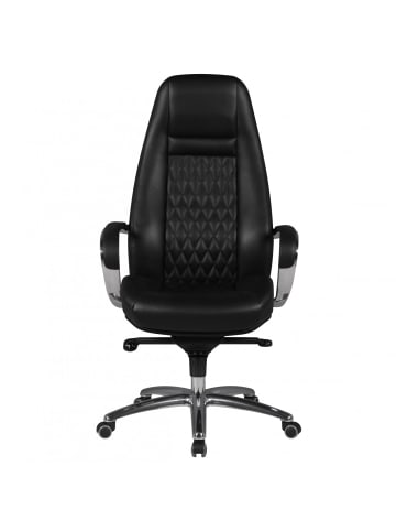 KADIMA DESIGN Chefsessel Echtleder | Ergonomisch, Alu-Fußkreuz, 120kg, 8h Nutzung in Schwarz