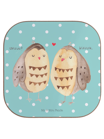 Mr. & Mrs. Panda Tassen-Untersetzer Eulen Liebe ohne Spruch in Türkis Pastell