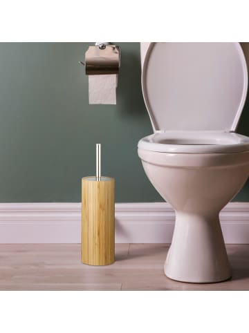 relaxdays WC-Bürstenhalter in Natur - (H)37,5 x Ø 10,5 cm