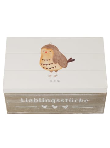 Mr. & Mrs. Panda Aufbewahrungsbox Eule Zufrieden ohne Spruch in Weiß