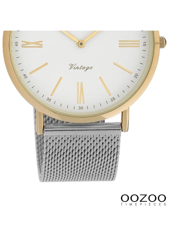 Oozoo Analog-Armbanduhr Oozoo Vintage Series silber groß (ca. 40mm)