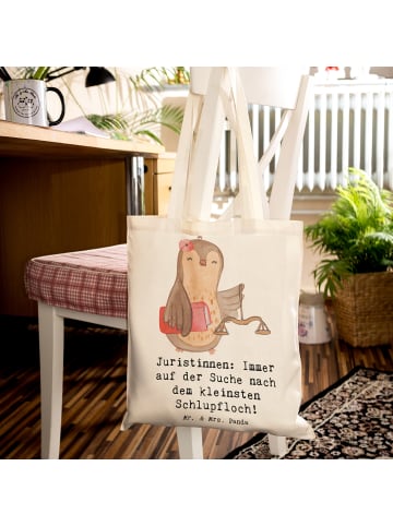 Mr. & Mrs. Panda Stofftasche Juristin Schlupfloch mit Spruch in Creme