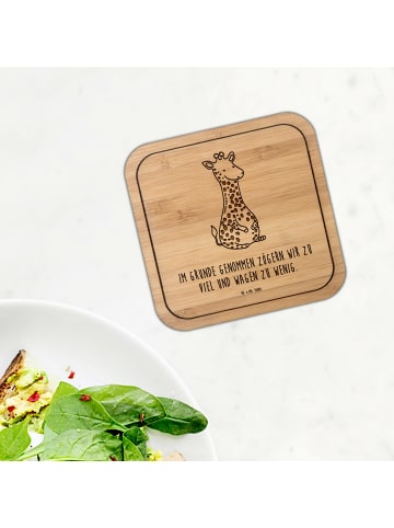 Mr. & Mrs. Panda Untersetzer Kork Giraffe Zufrieden mit Spruch in Transparent