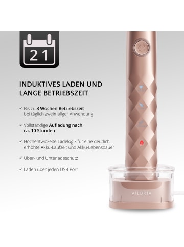 Ailoria SHINE BRIGHT SET USB-Schallzahnbürste Limited Edition in roségold