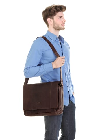 piké Messenger-Bag echt Leder in braun