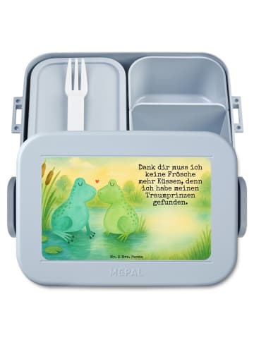 Mr. & Mrs. Panda Bentobox Frosch Liebe Design mit Spruch in Blau Pastell