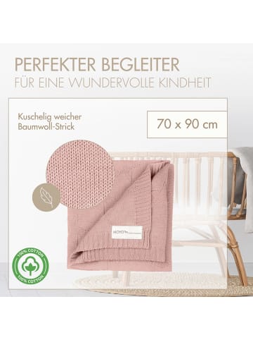 Räuberella Strick Babydecke Sternenmuster zauberhafter Rosenquarz in Rosa - 75x100 cm