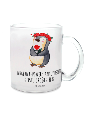 Mr. & Mrs. Panda Trinkglas Jungfrau Astrologie mit Spruch in Transparent