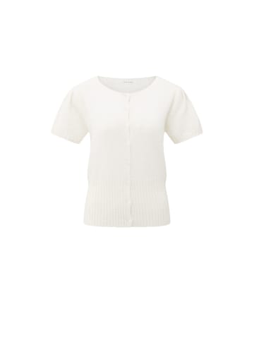 YAYA KNITTED SHORT SLEEVE CARDIGAN in Off White Knit