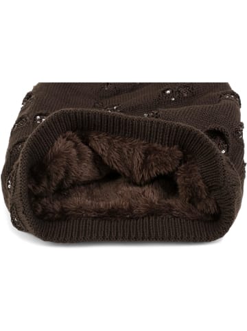 styleBREAKER Feinstrick Beanie Mütze in Dunkelbraun