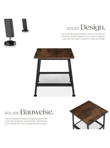 tectake Beistelltisch Bedford 45,5 x 45 x 47 cm, Industrial Holz dunkel, rustikal
