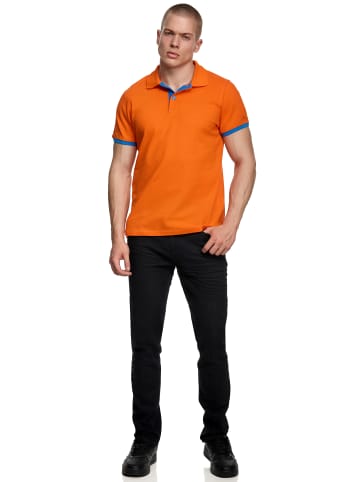 Rusty Neal Kontrast Polo Pique Shirt Regular Fit in Orange / Blau