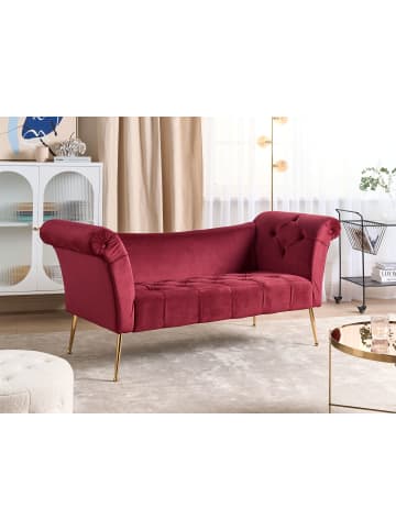 Beliani Chaiselongue NANTILLY in Rot/Gold - (W) 175 x (H) 76 x (L) 70 cm