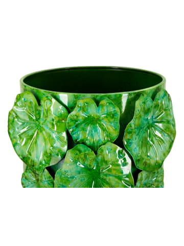 Mauro Ferretti Grüne Metallvase, 18 x 17,5 x 46 cm