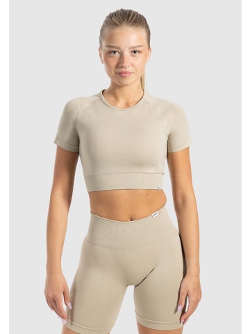 SMILODOX Crop Shirt Elna in Taupe
