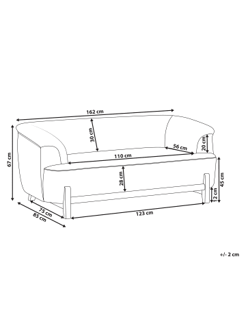 Beliani 2-Sitzer Sofa ALNOR in Rot/Braun - (W) 162 x (H) 67 x (L) 85 cm