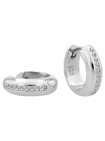 Adeliás Damen Ohrringe – Klappcreole aus 925 Silber mit Zirkonia in silber