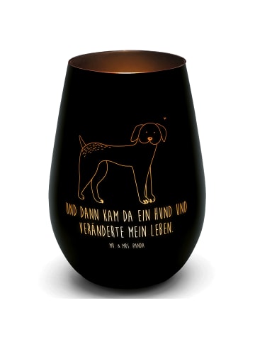 Mr. & Mrs. Panda Windlicht Glas Hund Dogge mit Spruch in Schwarz
