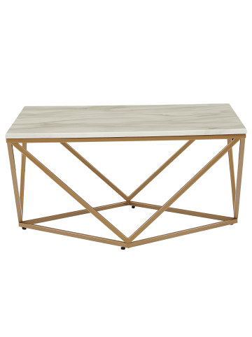 Beliani Couchtisch MALIBU in Beige/Gold - (W) 80 x (H) 41 x (L) 80 cm