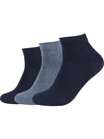 camano Baumwolle Bio Unisex-Kurzsocken 3 Paar ca-soft in dunkelblau/jeans meliert