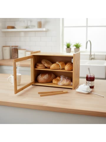 relaxdays Brotkasten in Natur - (B)40 x (H)31 x (T)17,5 cm