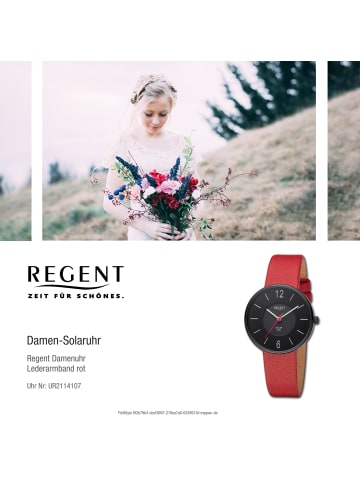 Regent Solaruhr-Analog rot mittel (ca. 33mm) Regent Lederarmband