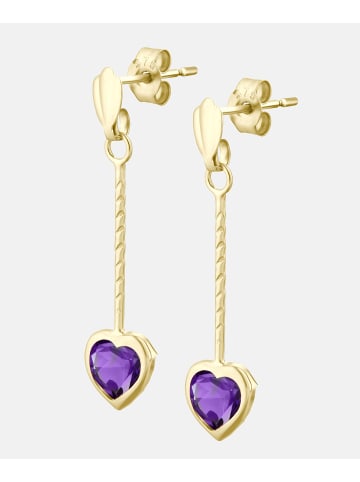Vanlere Ohrhänger aus 375 Gelbgold mit Amethyst Herz-Design