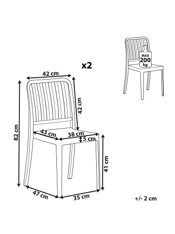 Beliani 2er-Set Esszimmerstuhl SERSALE in Weiß