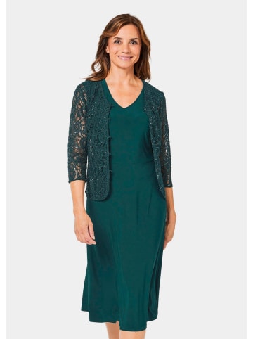 GOLDNER Kleid mit paillettenbesetzter Spitzenjacke in smaragd