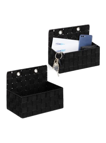 relaxdays 2 x Aufbewahrungskorb in Schwarz - (B)25x (H)20 x (T)16,5 cm